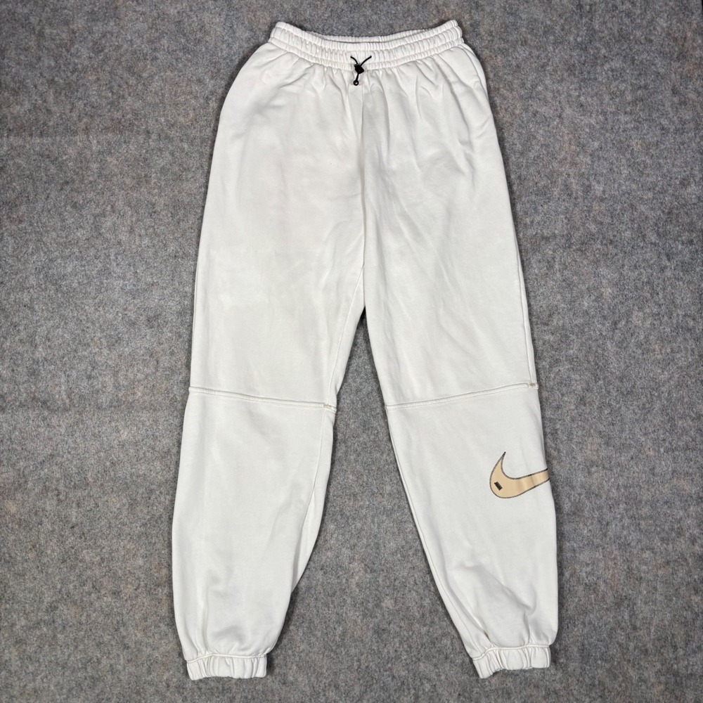 Nike Sportswear Fleece Joggers Womens XS Sail White Swoosh High Rise Sweatpants